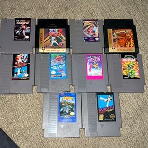NES Game Lot Super Mario Duck Hunt Indiana Jones Kung Fu RBI 3 More Games
